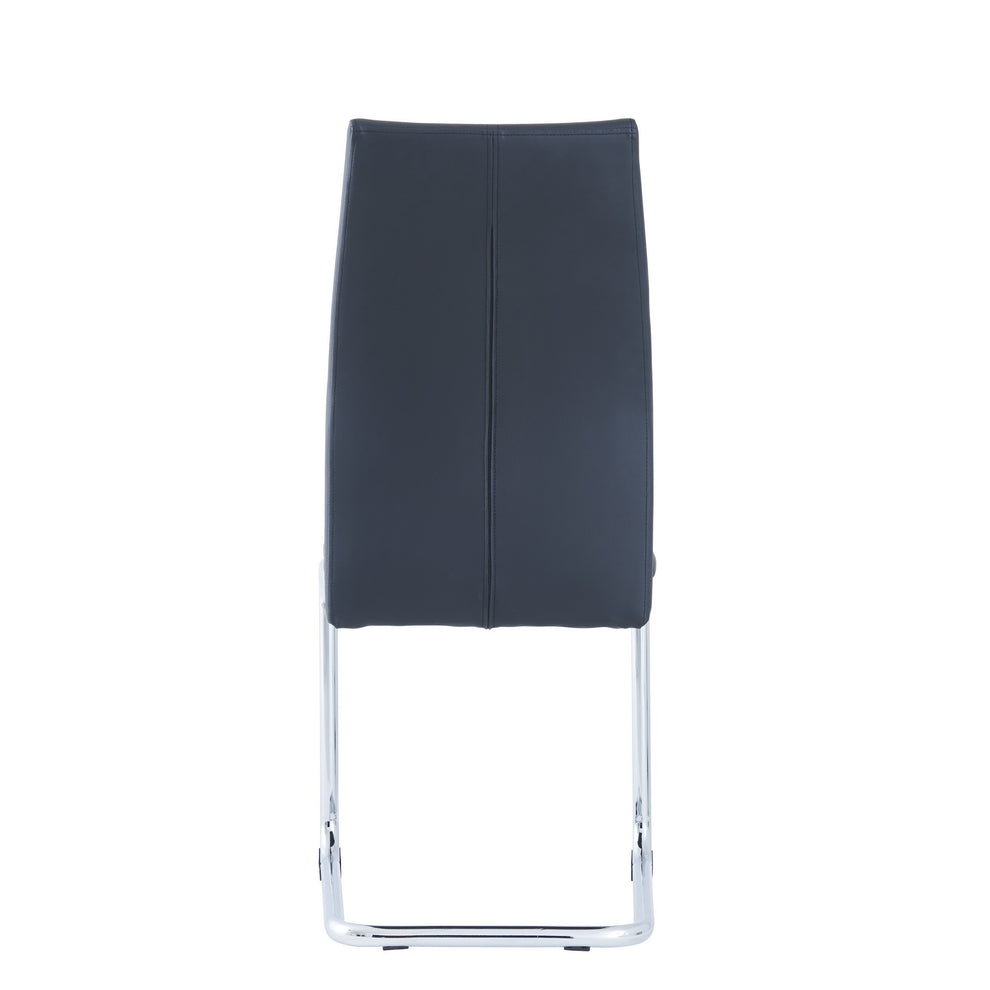 Set Of 4 Modern Black Dining Chairs With Chrome Metal Base By Homeroots | Dining Chairs | Modishstore - 5