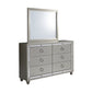 Silver Champagne Tone Dresser With Mirror Trim Accent 6 Drawers By Homeroots | Dressers | Modishstore - 2
