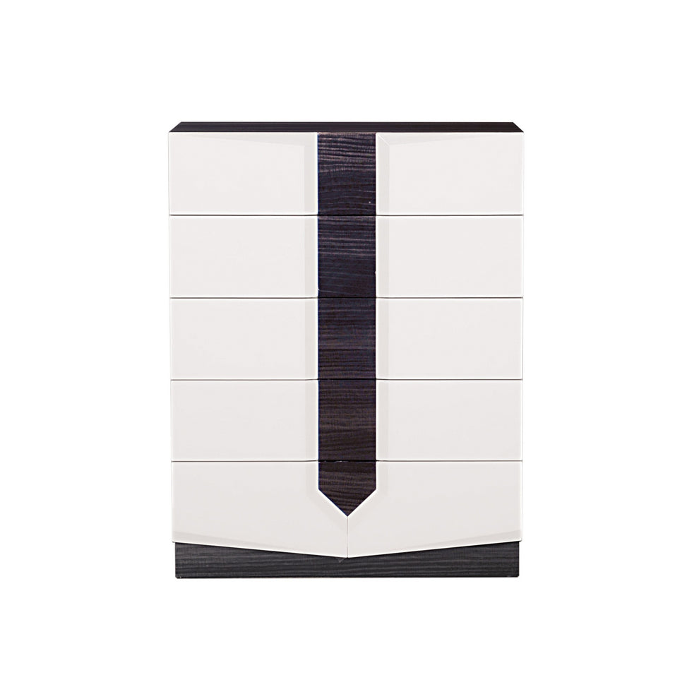 White And Grey Chest With 5 Drawer By Homeroots | Dressers | Modishstore - 2