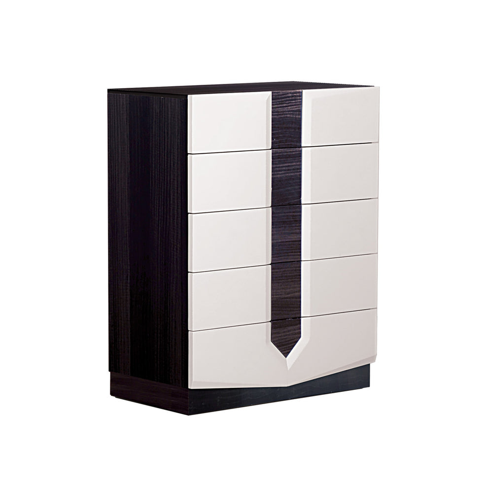 White And Grey Chest With 5 Drawer By Homeroots | Dressers | Modishstore - 3