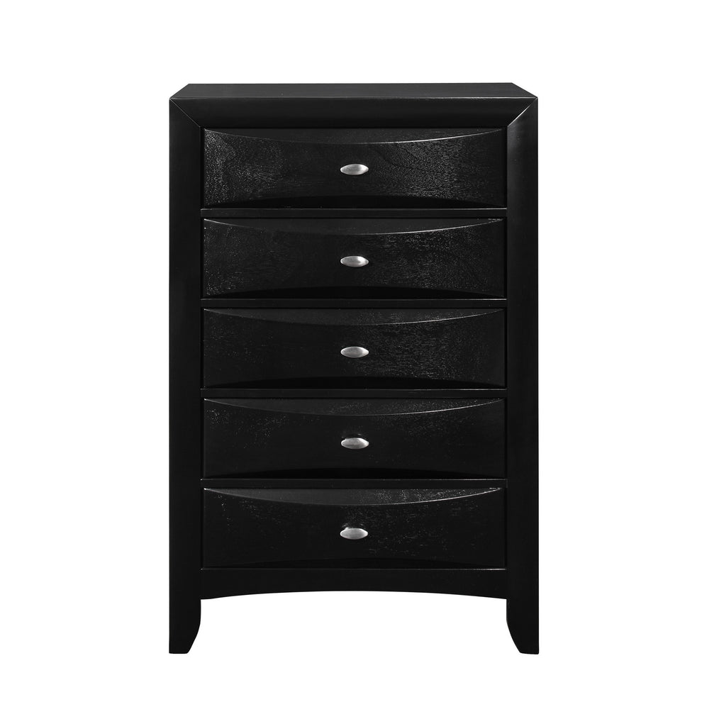 Black Chest With 5 Chambared Drawer By Homeroots | Dressers | Modishstore - 2