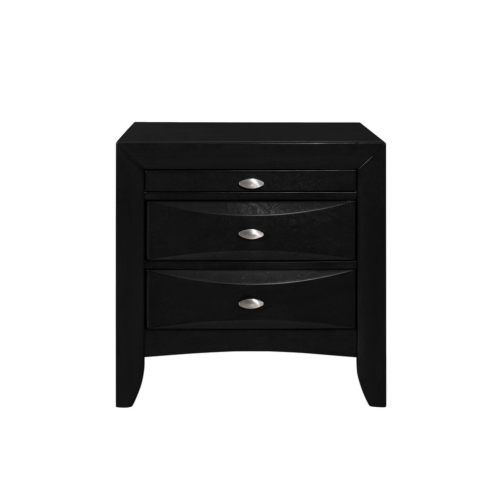 Black Nightstand With 2 Chambered Drawer By Homeroots | Nightstands | Modishstore - 2