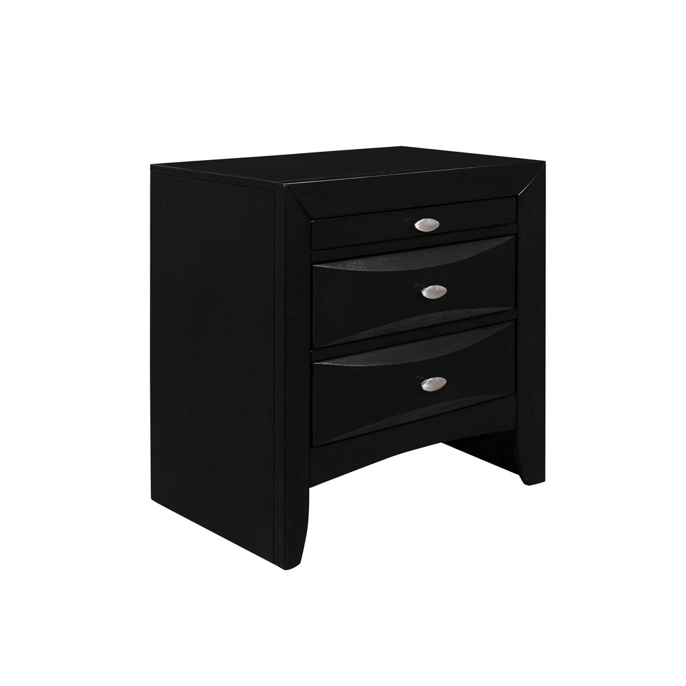 Black Nightstand With 2 Chambered Drawer By Homeroots | Nightstands | Modishstore - 3