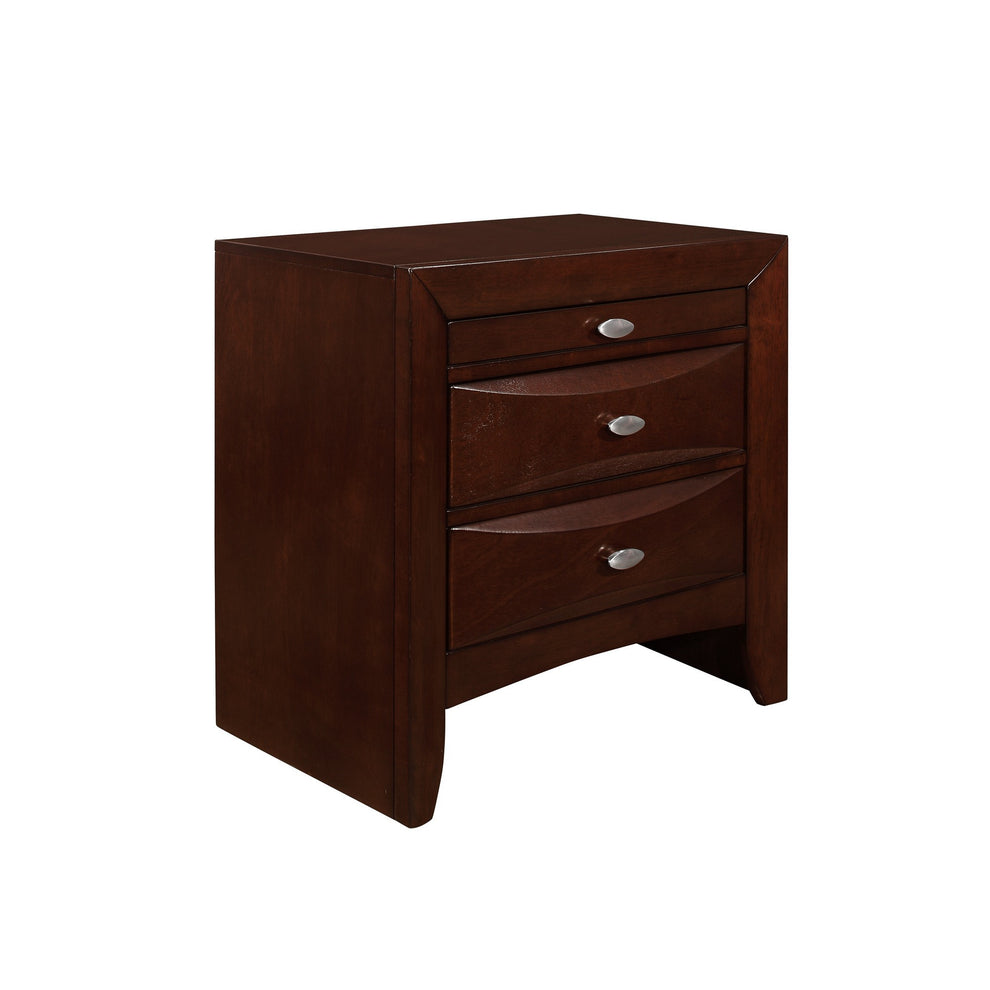 New Merlot Nightstand With 2 Chambered Drawer By Homeroots | Nightstands | Modishstore - 3