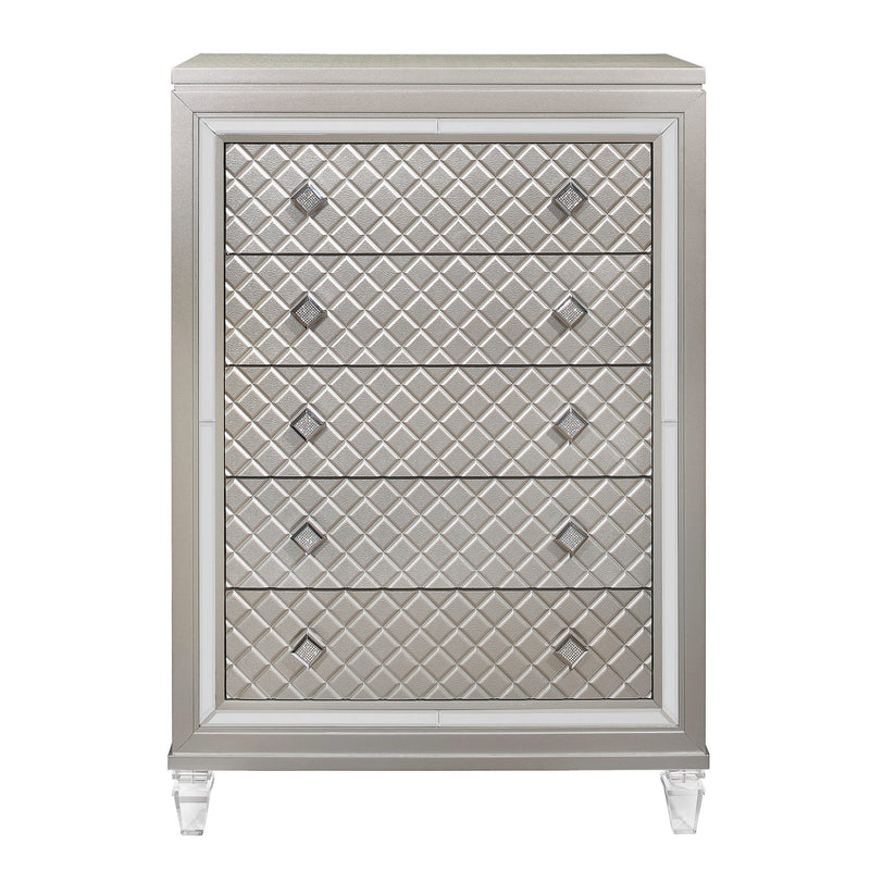 Champagne Toned Chest With Tapered Acrylic Legs And 5 Drawers By Homeroots | Dressers | Modishstore