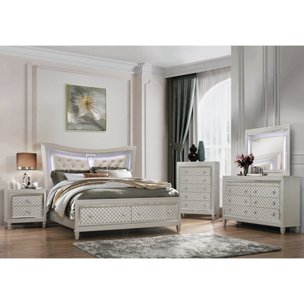 Champagne Toned Chest With Tapered Acrylic Legs And 5 Drawers By Homeroots | Dressers | Modishstore - 4