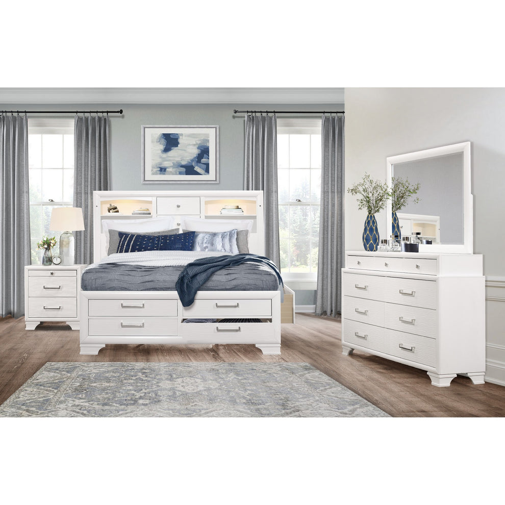 White Chest With 6 Drawers By Homeroots | Dressers | Modishstore - 3
