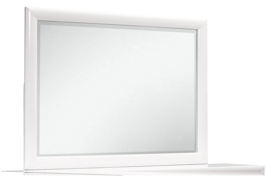 White Mirror with Rectangular Wood Trim By Homeroots | Mirrors | Modishstore - 2