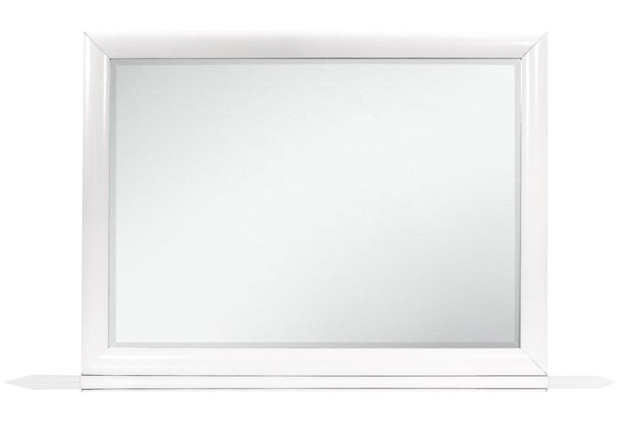 White Mirror with Rectangular Wood Trim By Homeroots | Mirrors | Modishstore - 3