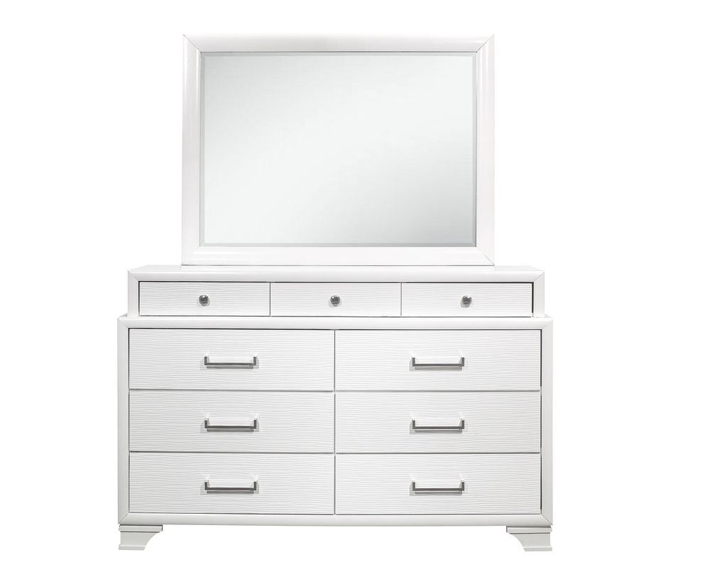 White Mirror with Rectangular Wood Trim By Homeroots | Mirrors | Modishstore