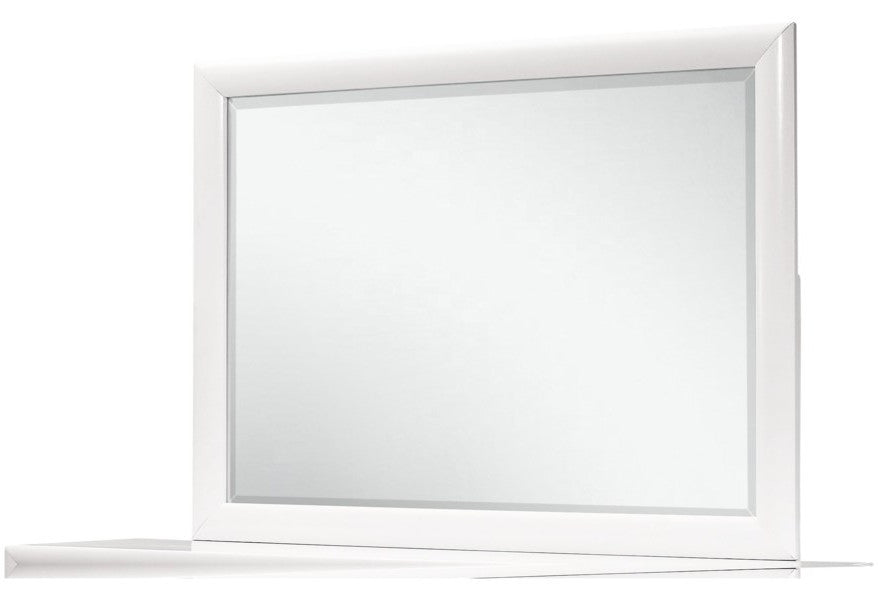 White Mirror with Rectangular Wood Trim By Homeroots | Mirrors | Modishstore - 4