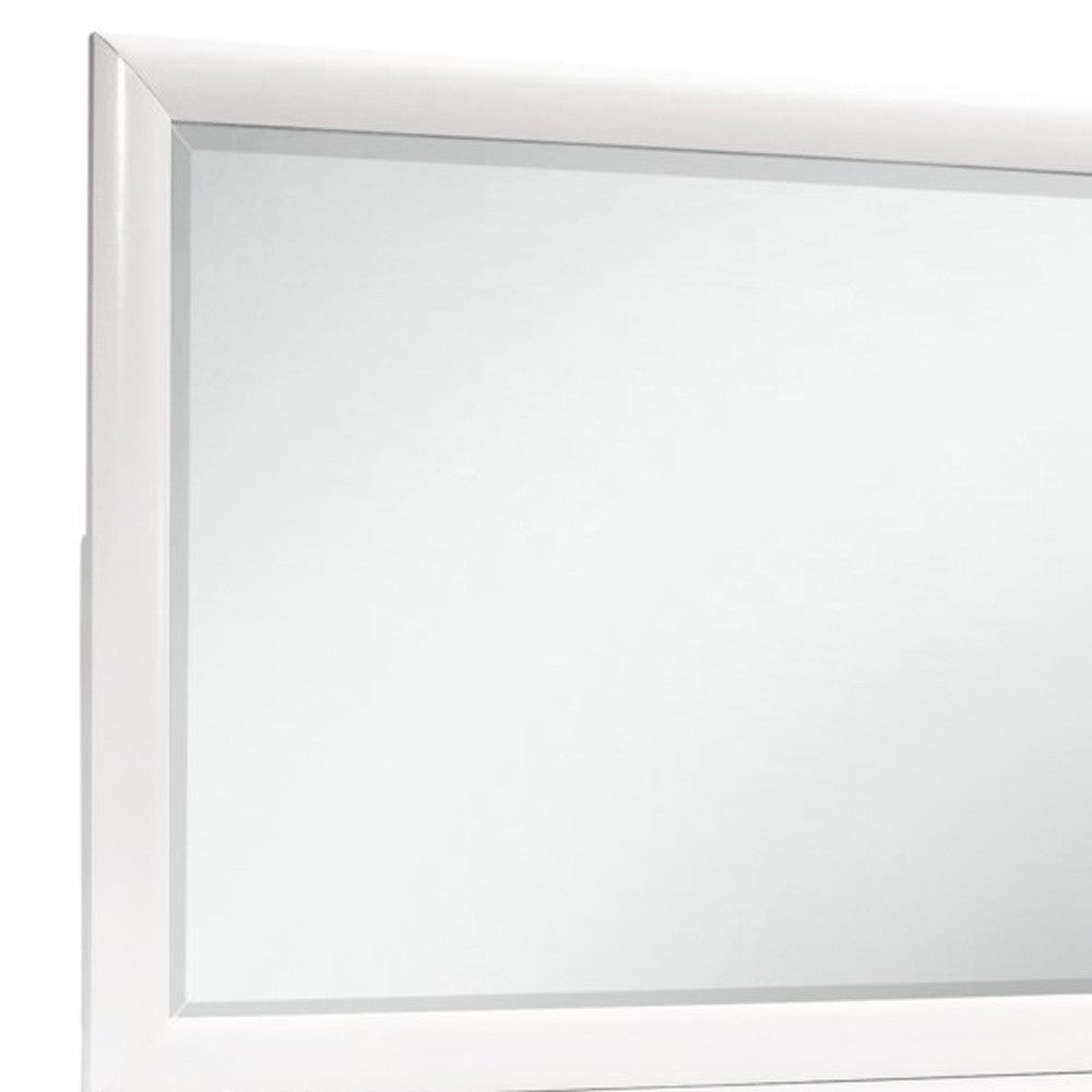 White Mirror with Rectangular Wood Trim By Homeroots | Mirrors | Modishstore - 5