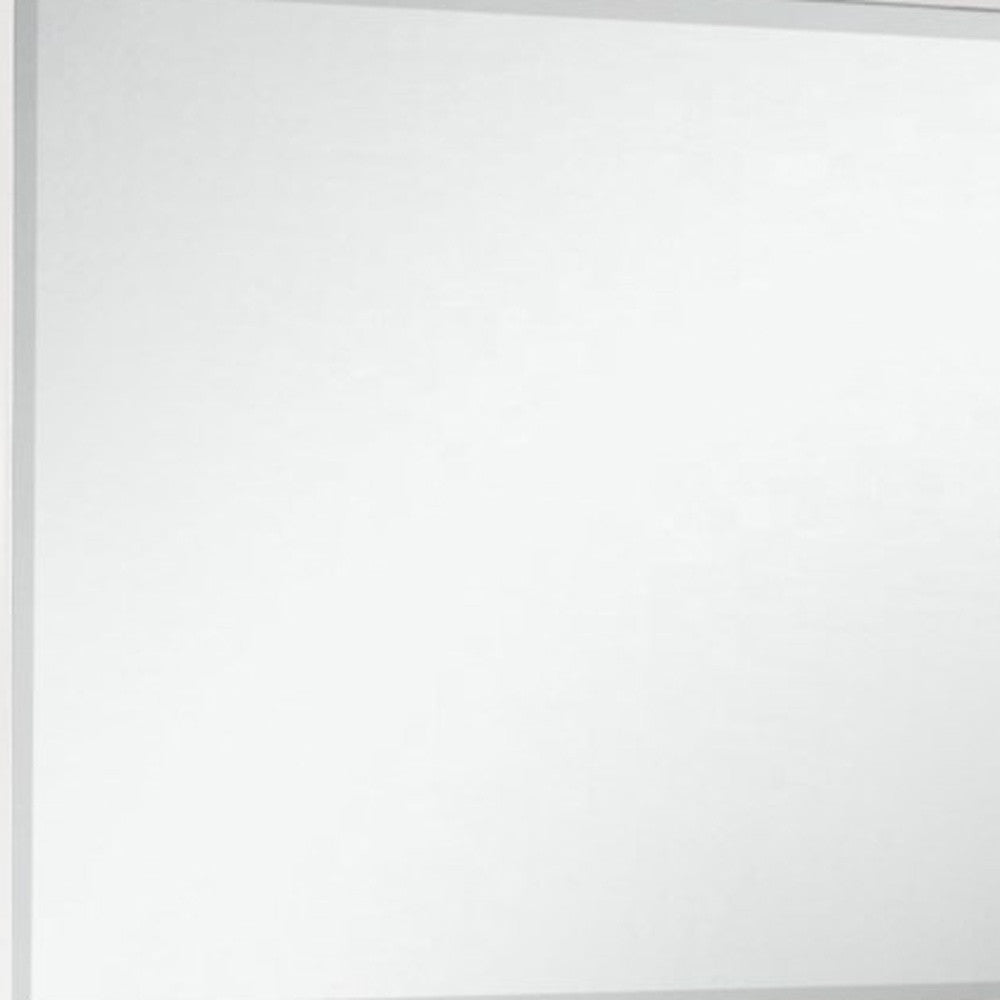 White Mirror with Rectangular Wood Trim By Homeroots | Mirrors | Modishstore - 6