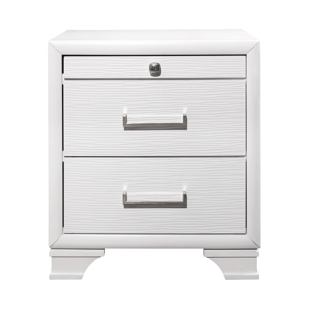 White Nightstand With 3 Drawers By Homeroots | Nightstands | Modishstore - 2