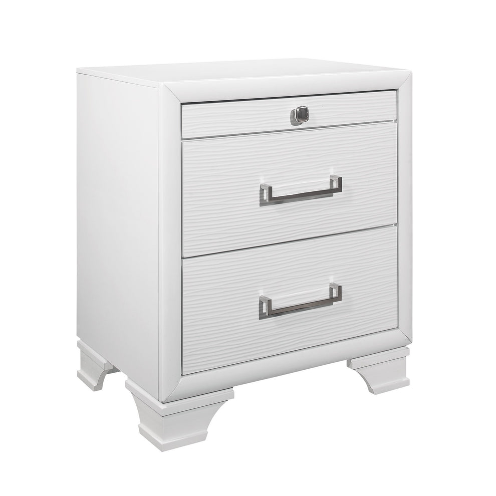 White Nightstand With 3 Drawers By Homeroots | Nightstands | Modishstore - 3