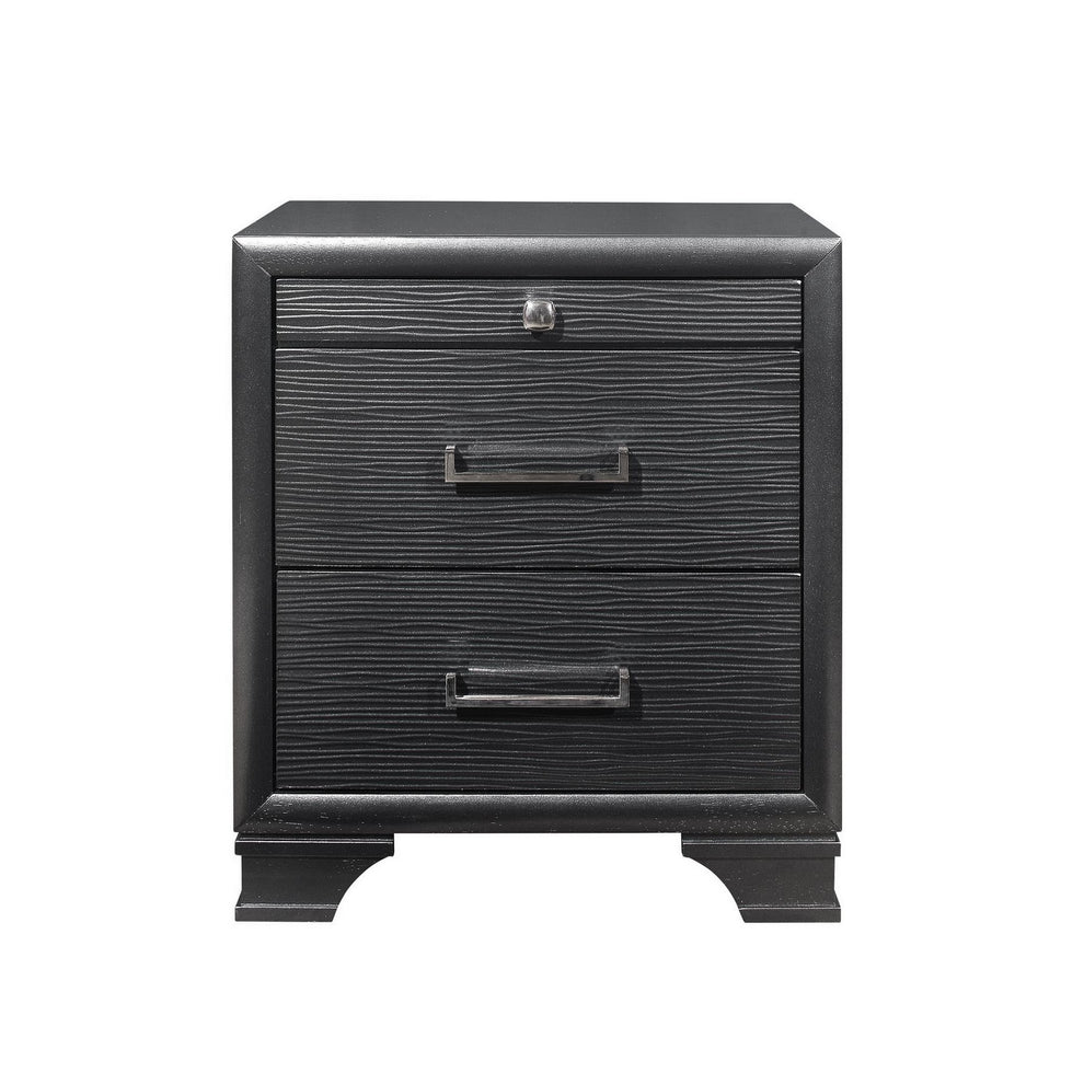 Grey Nightstand With 3 Drawers By Homeroots | Nightstands | Modishstore - 2
