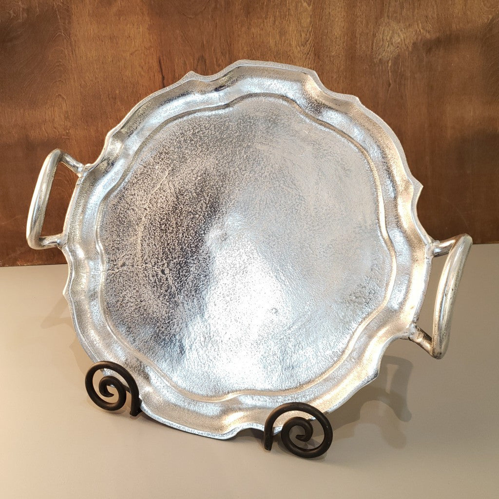 Vintage Look Baroque Silver Handled Tray By Homeroots | Trays | Modishstore - 2
