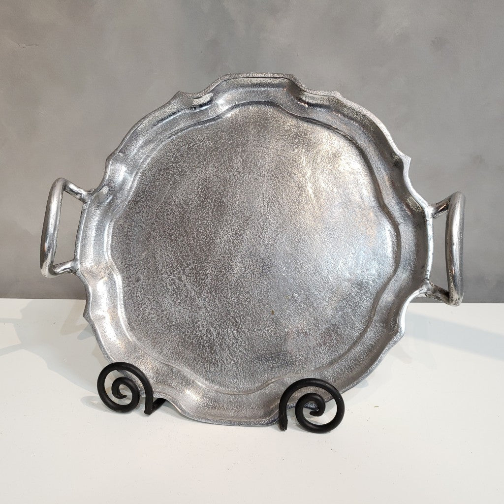 Vintage Look Baroque Silver Handled Tray By Homeroots | Trays | Modishstore - 3
