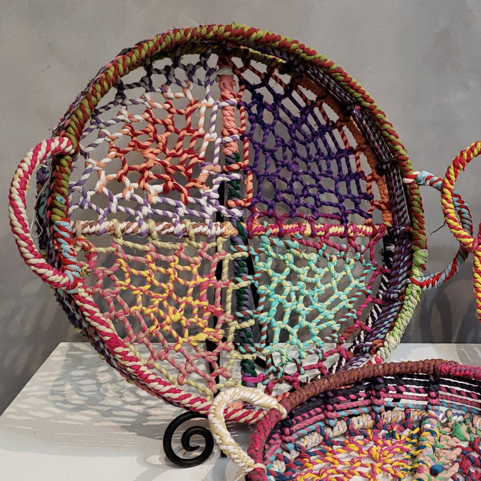 Handmade Set Of 3 Rainbow Round Nesting Jute Trays By Homeroots | Decorative Trays & Dishes | Modishstore - 4