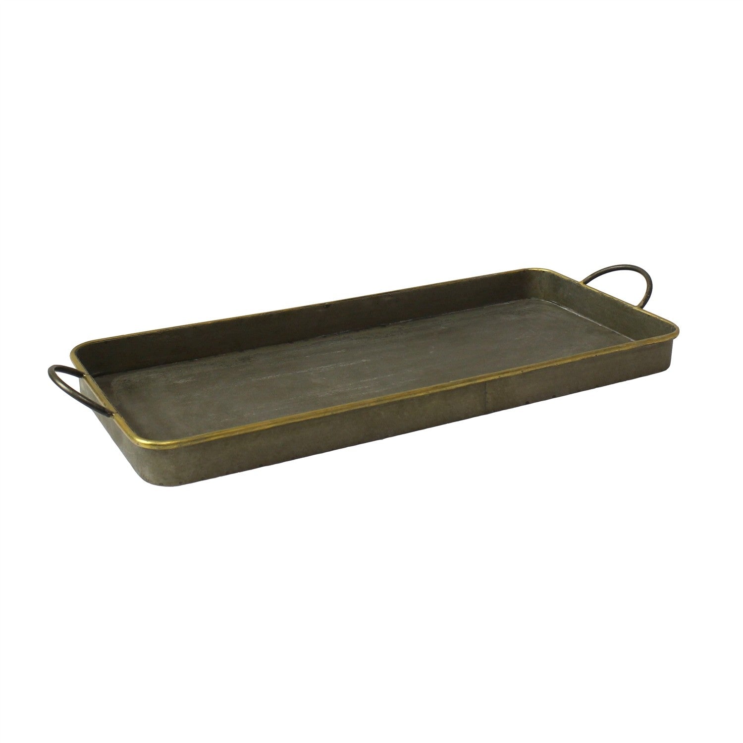 Set Of 3 Nesting Galvanized Metal And Gold Serving Trays By Homeroots | Trays | Modishstore - 3
