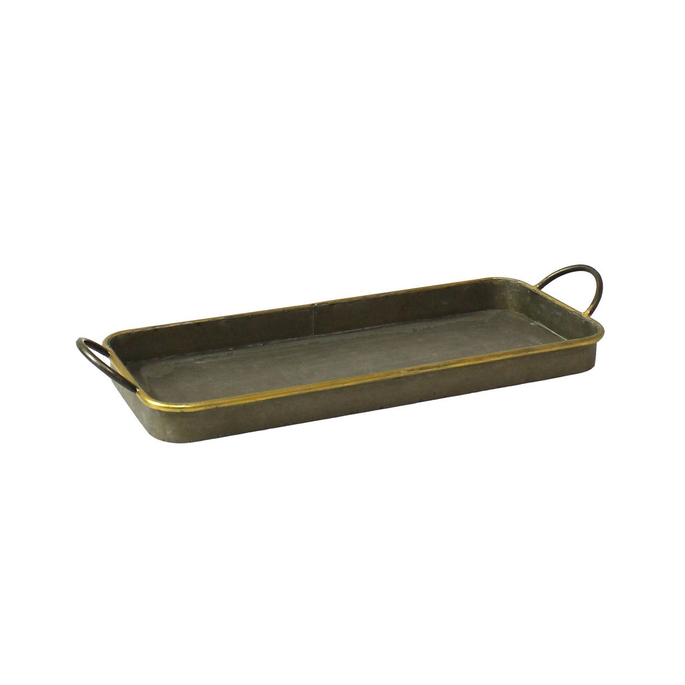 Set Of 3 Nesting Galvanized Metal And Gold Serving Trays By Homeroots | Trays | Modishstore - 5