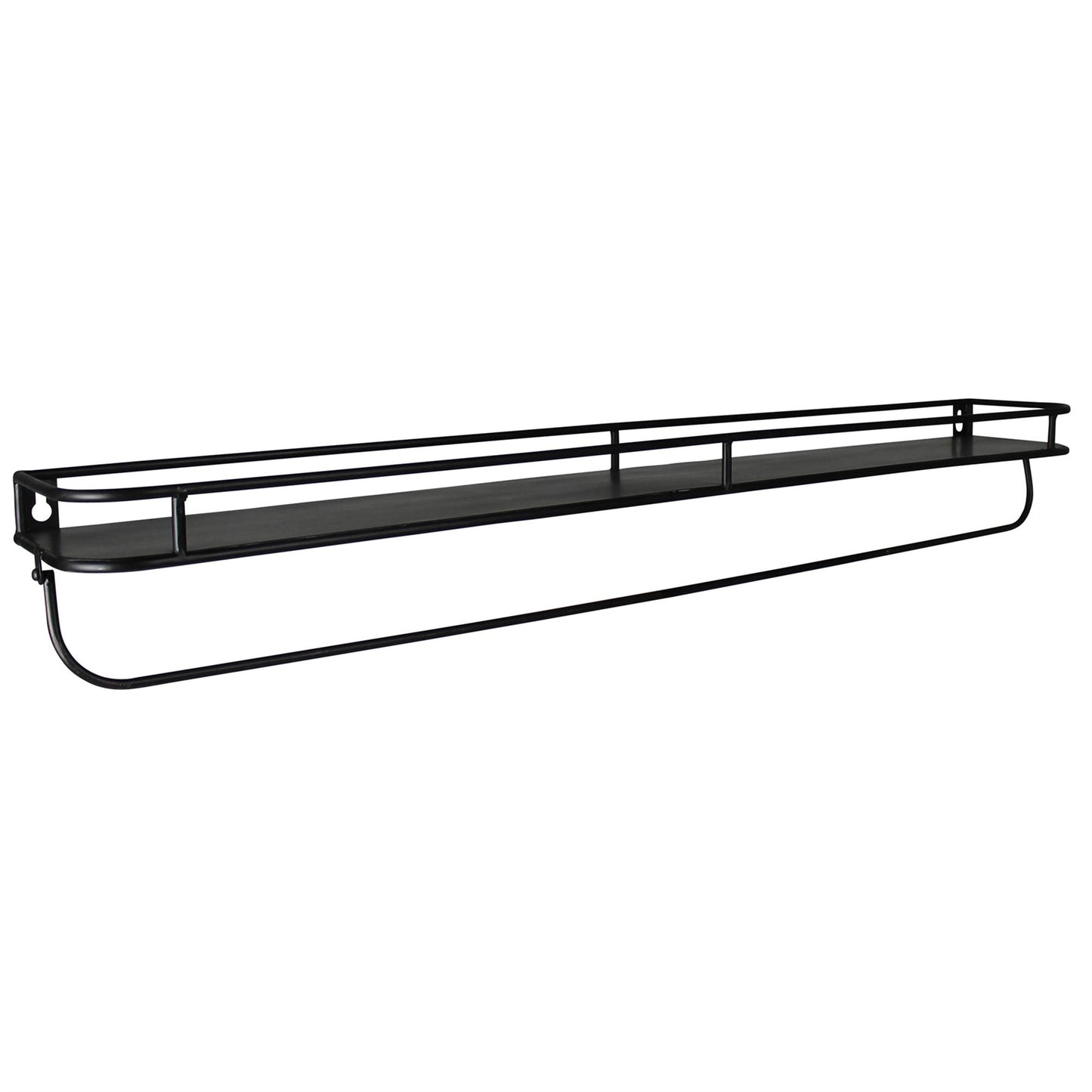 32" Black Rectangular Wall Mounted Iron Shelf with Hanging Bar By Homeroots | Shelves & Shelving Units | Modishstore