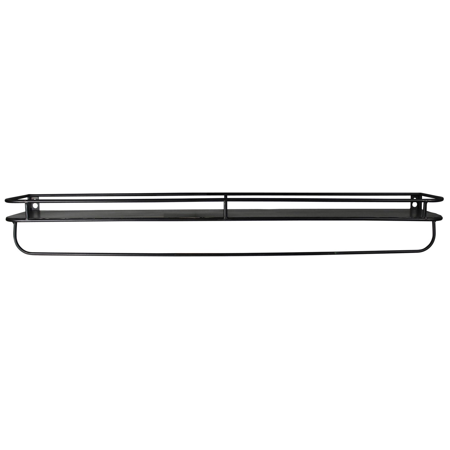 32" Black Rectangular Wall Mounted Iron Shelf with Hanging Bar By Homeroots | Shelves & Shelving Units | Modishstore - 2