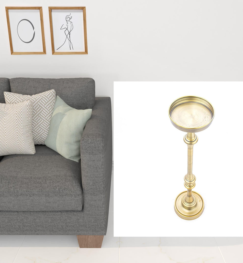 Brushed Gold Finish Drink Size Accent Table By Homeroots | End Tables | Modishstore - 3