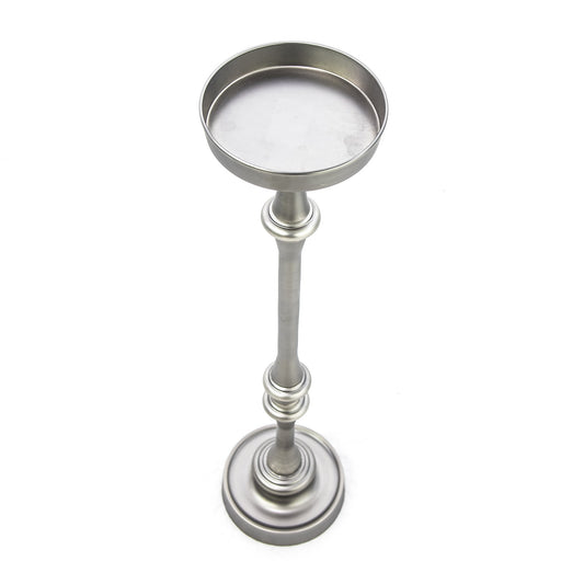 Brushed Silver Finish Drink Size Accent Table By Homeroots