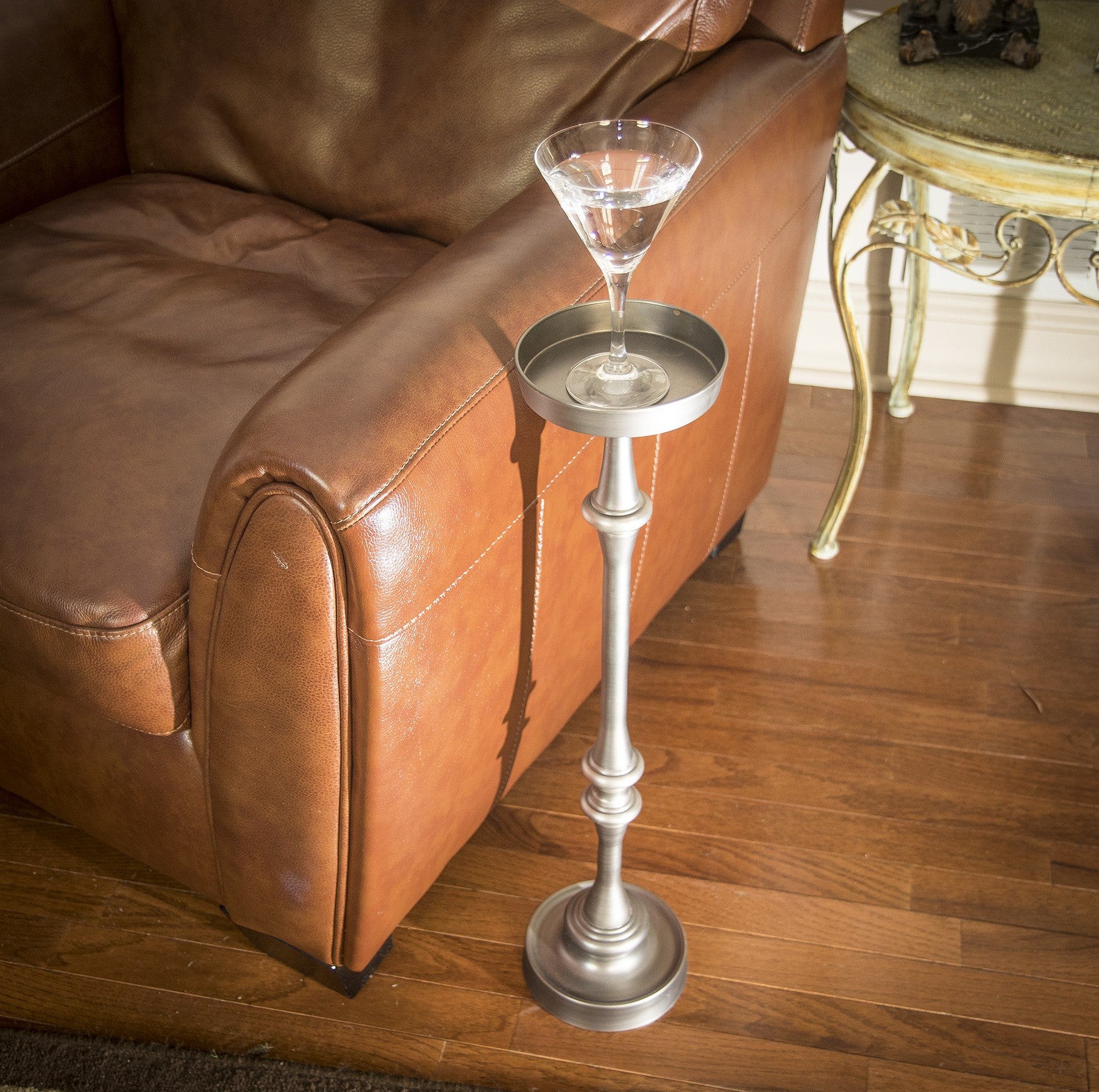 Brushed Silver Finish Drink Size Accent Table By Homeroots | End Tables | Modishstore - 7