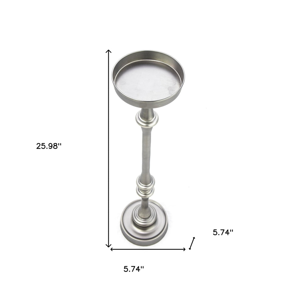 Brushed Silver Finish Drink Size Accent Table By Homeroots | End Tables | Modishstore - 9