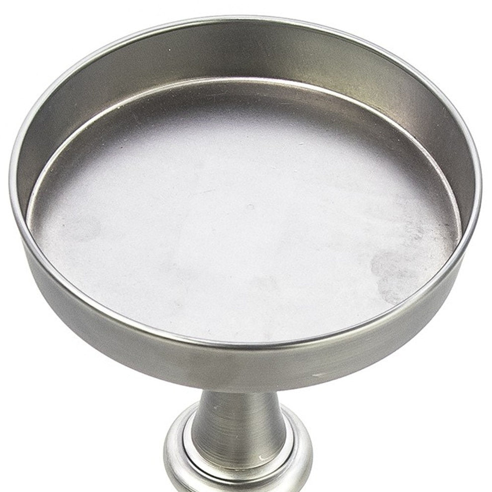 Brushed Silver Finish Drink Size Accent Table By Homeroots | End Tables | Modishstore - 4