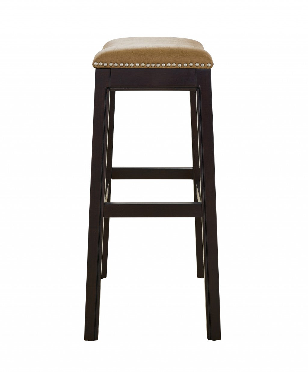 30" Espresso and Carmel Saddle Style Counter Height Bar Stool By Homeroots | Bar Stools | Modishstore - 4