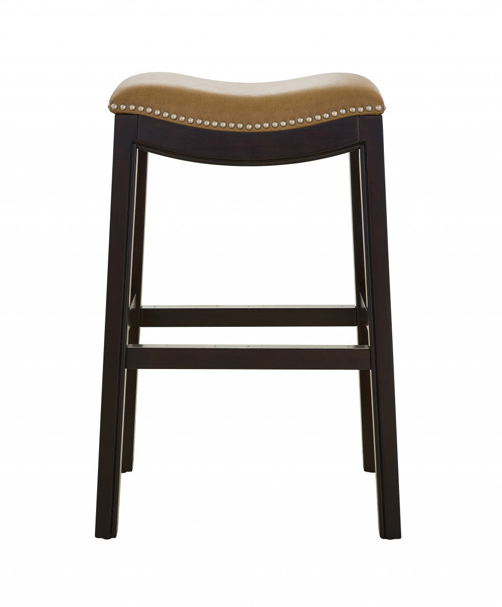 30" Espresso and Carmel Saddle Style Counter Height Bar Stool By Homeroots | Bar Stools | Modishstore - 5