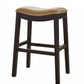 25" Espresso and Carmel Saddle Style Counter Height Bar Stool By Homeroots | Bar Stools | Modishstore