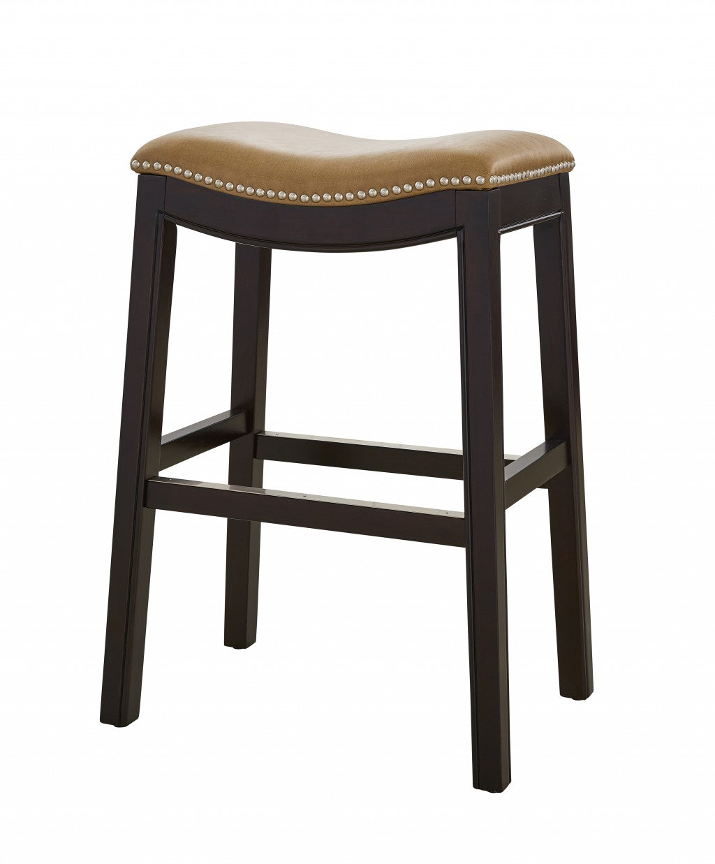 25" Espresso and Carmel Saddle Style Counter Height Bar Stool By Homeroots | Bar Stools | Modishstore