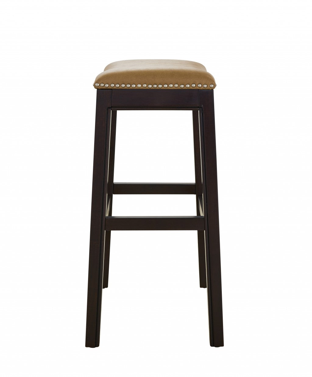 25" Espresso and Carmel Saddle Style Counter Height Bar Stool By Homeroots | Bar Stools | Modishstore - 2