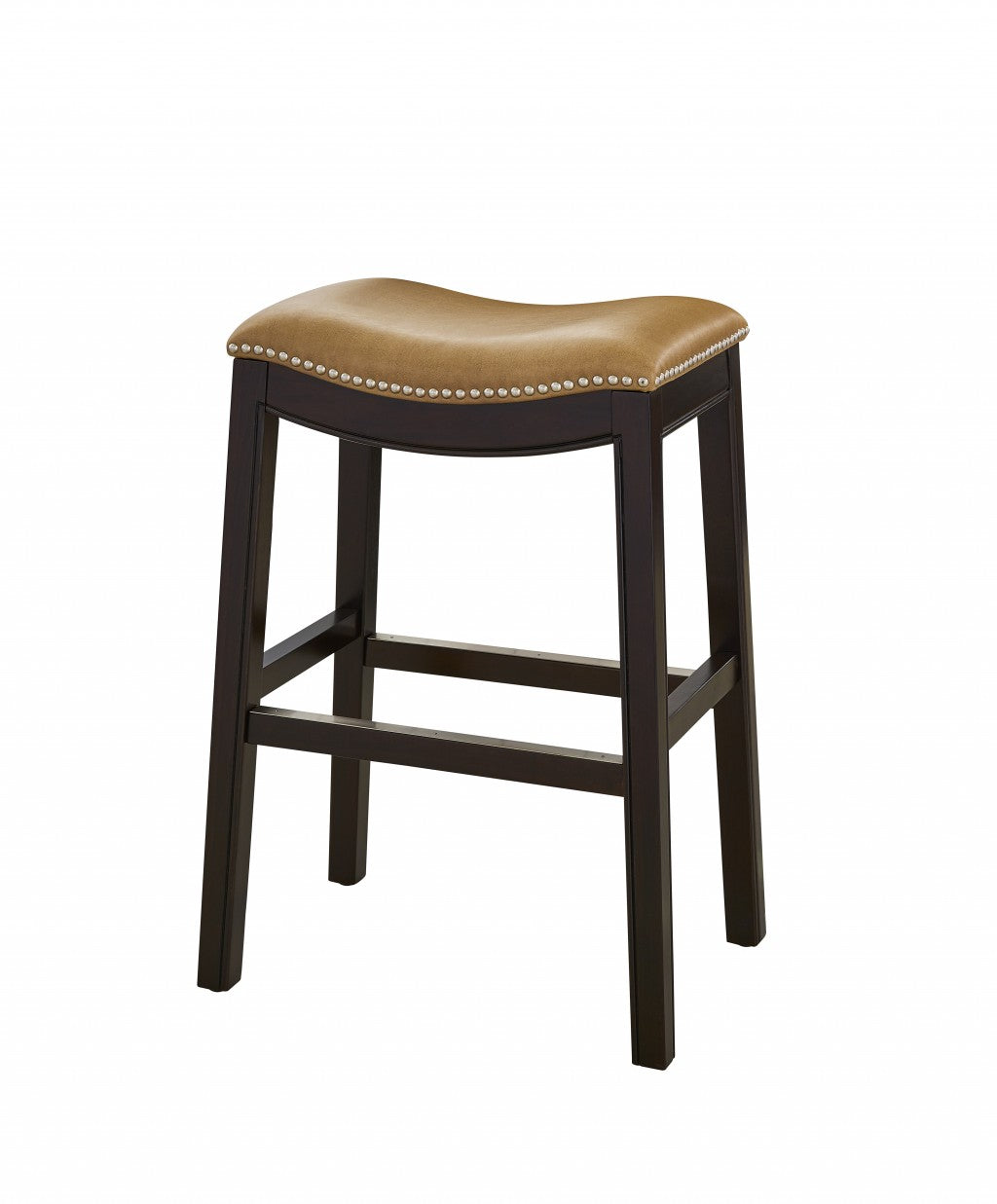 25" Espresso and Carmel Saddle Style Counter Height Bar Stool By Homeroots | Bar Stools | Modishstore - 4