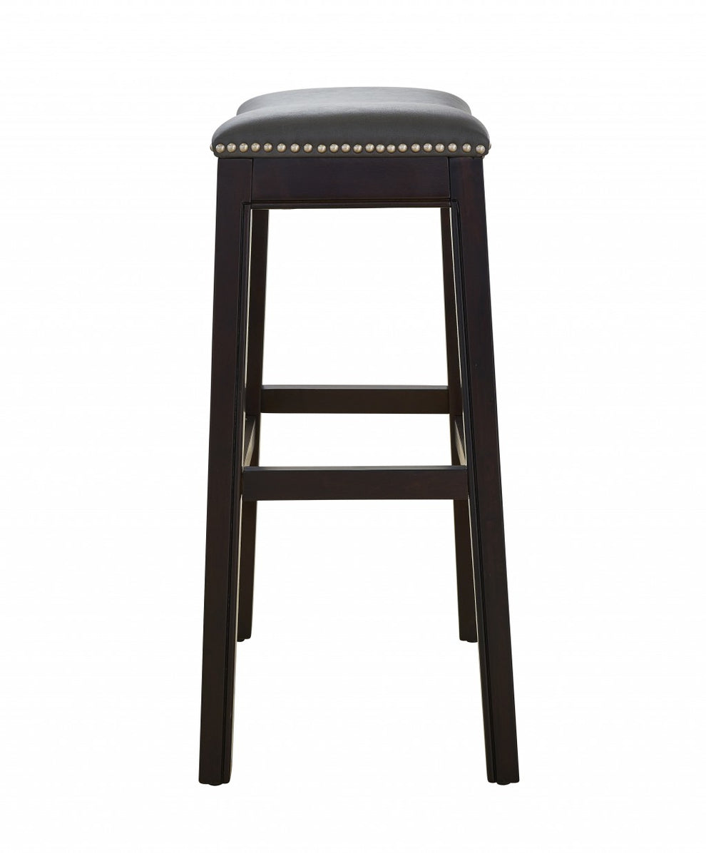 30" Espresso and Gray Saddle Style Counter Height Bar Stool By Homeroots | Bar Stools | Modishstore - 3