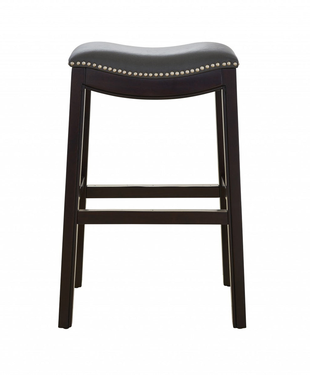 30" Espresso and Gray Saddle Style Counter Height Bar Stool By Homeroots | Bar Stools | Modishstore - 5