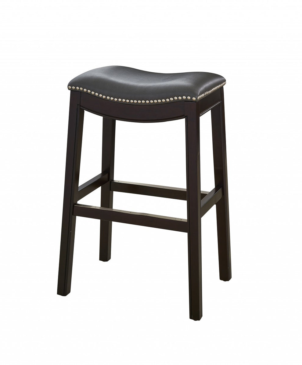 30" Espresso and Gray Saddle Style Counter Height Bar Stool By Homeroots | Bar Stools | Modishstore - 6