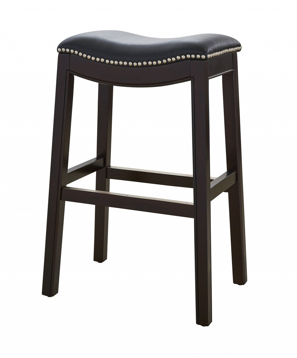 30" Espresso and Black Saddle Style Counter Height Bar Stool By Homeroots | Bar Stools | Modishstore