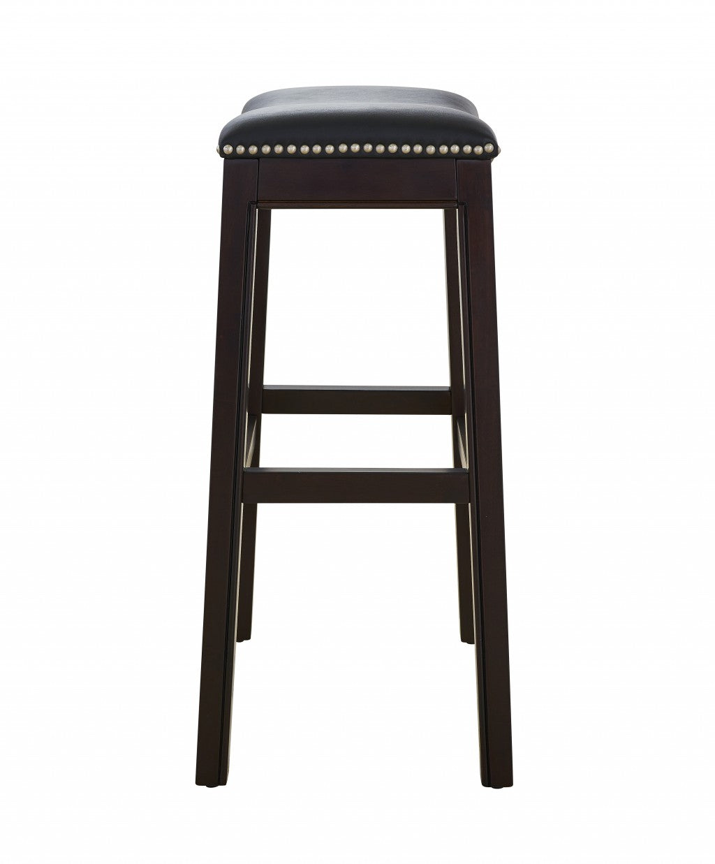 30" Espresso and Black Saddle Style Counter Height Bar Stool By Homeroots | Bar Stools | Modishstore - 3