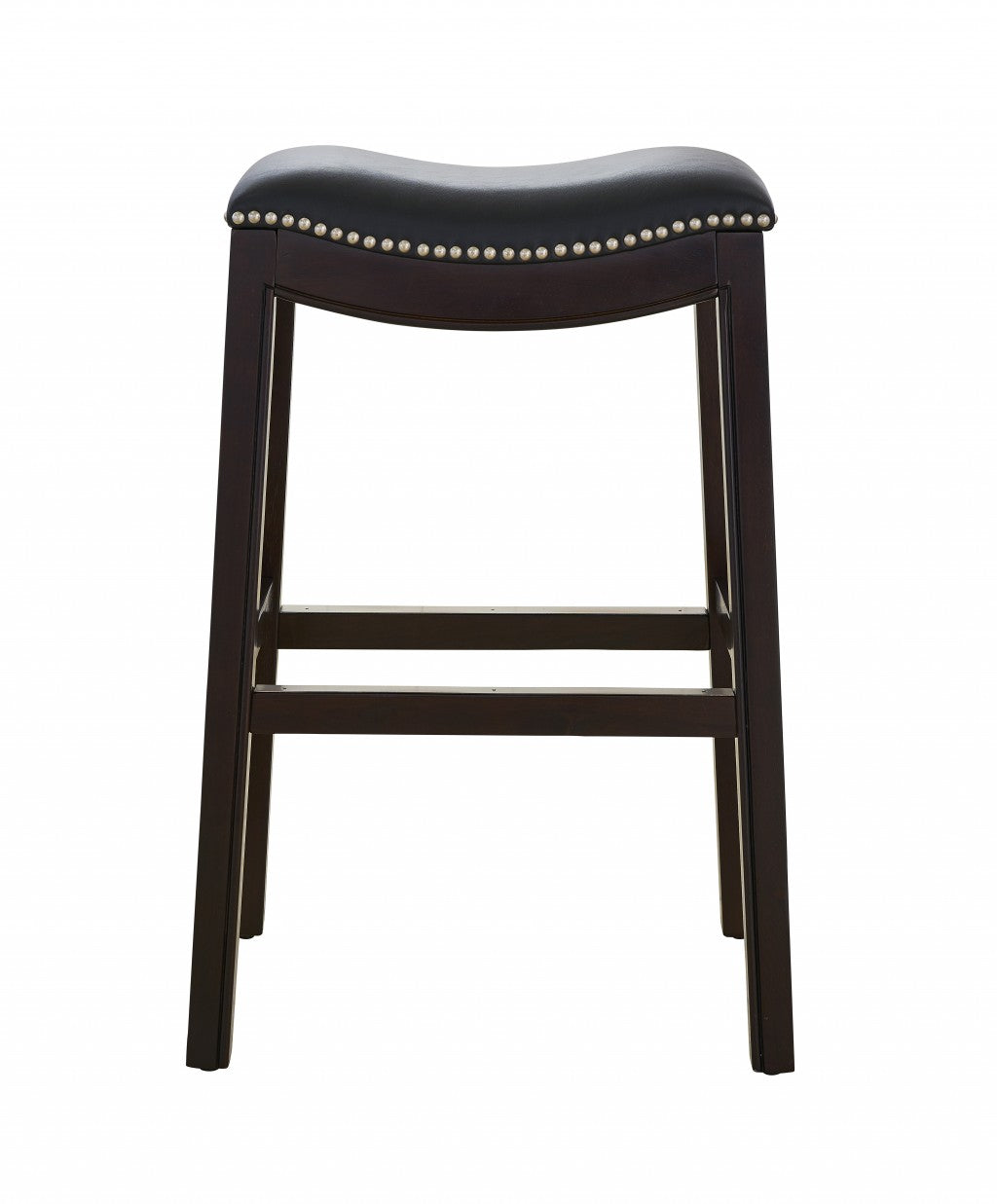 30" Espresso and Black Saddle Style Counter Height Bar Stool By Homeroots | Bar Stools | Modishstore - 5