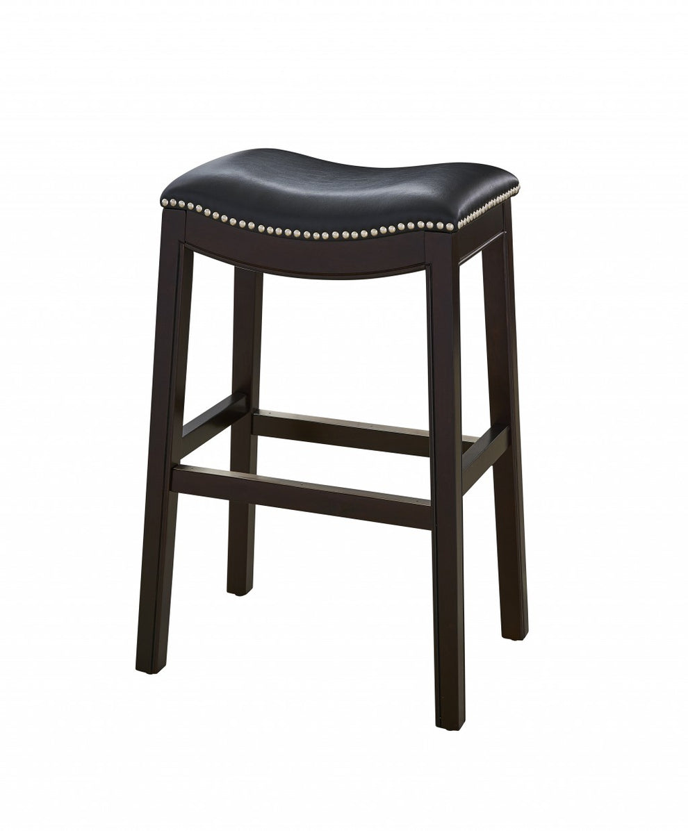 30" Espresso and Black Saddle Style Counter Height Bar Stool By Homeroots | Bar Stools | Modishstore - 6