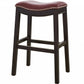 30" Espresso and Red Saddle Style Counter Height Bar Stool By Homeroots | Bar Stools | Modishstore