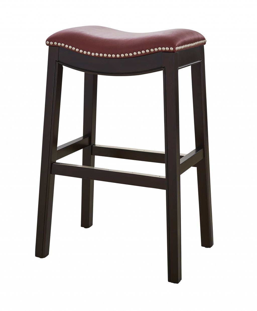30" Espresso and Red Saddle Style Counter Height Bar Stool By Homeroots | Bar Stools | Modishstore