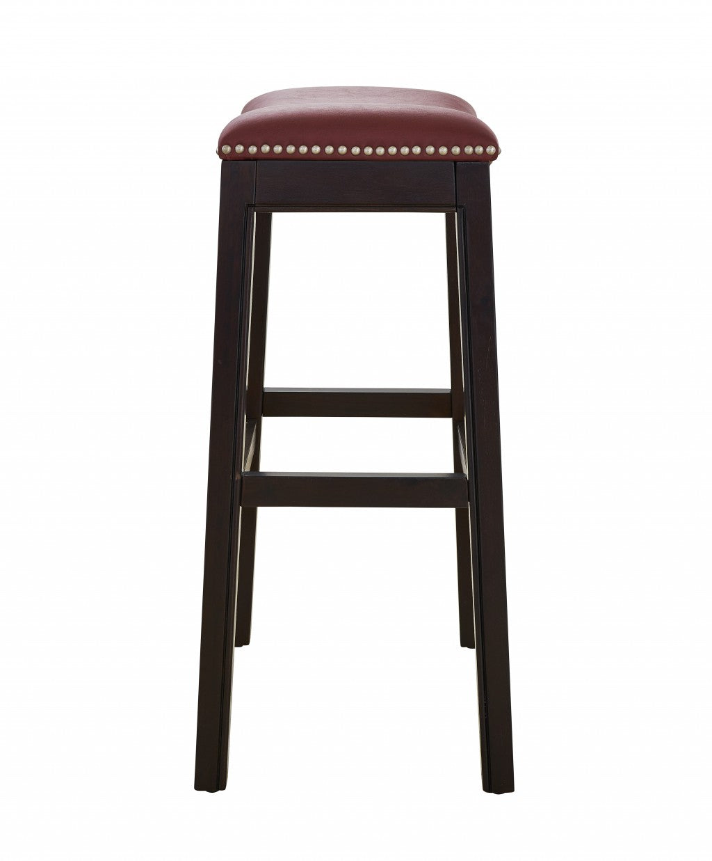 30" Espresso and Red Saddle Style Counter Height Bar Stool By Homeroots | Bar Stools | Modishstore - 3