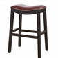 25" Espresso and Red Saddle Style Counter Height Bar Stool By Homeroots | Bar Stools | Modishstore