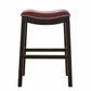25" Espresso and Red Saddle Style Counter Height Bar Stool By Homeroots | Bar Stools | Modishstore - 2